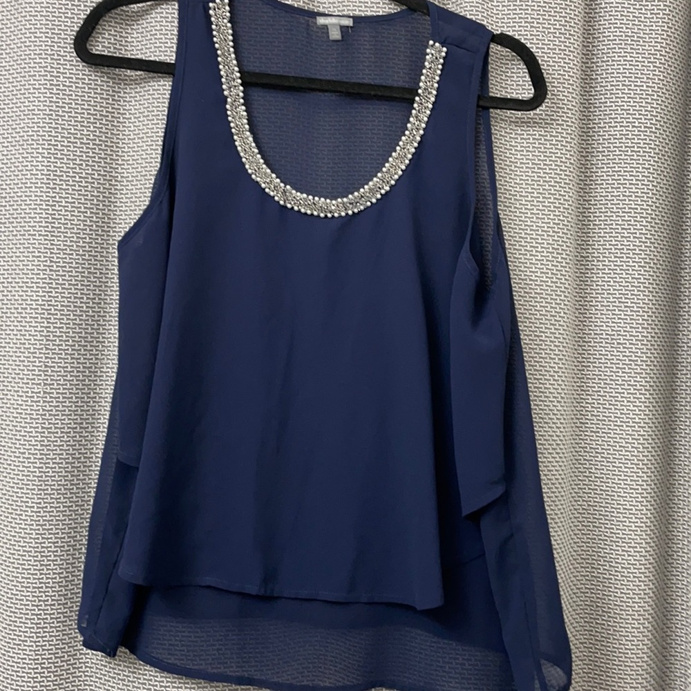 Charlotte Russe Blue Sheer Beaded Top